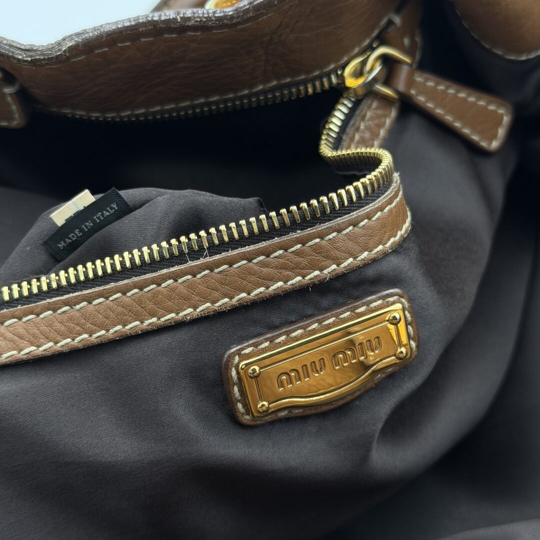 Miu Miu Vitello Leather Brown Shoulder Bag