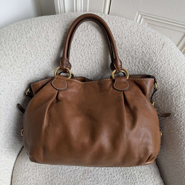 Miu Miu Vitello Leather Brown Shoulder Bag