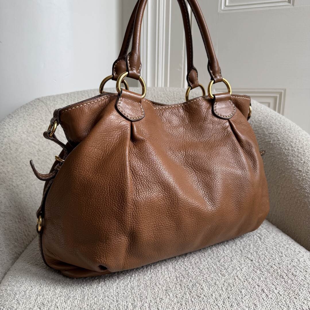 Miu Miu Vitello Leather Brown Shoulder Bag