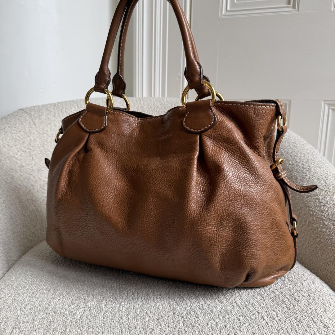 Miu Miu Vitello Leather Brown Shoulder Bag