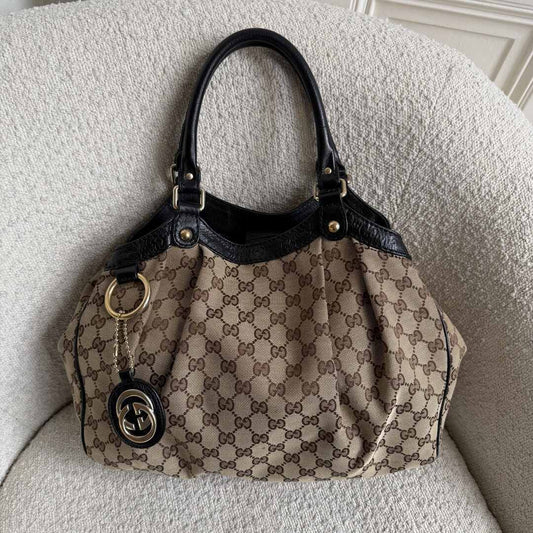 Gucci Monogram Sukey Black Tote Bag
