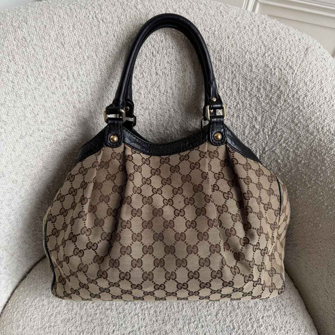 Gucci Monogram Sukey Black Tote Bag