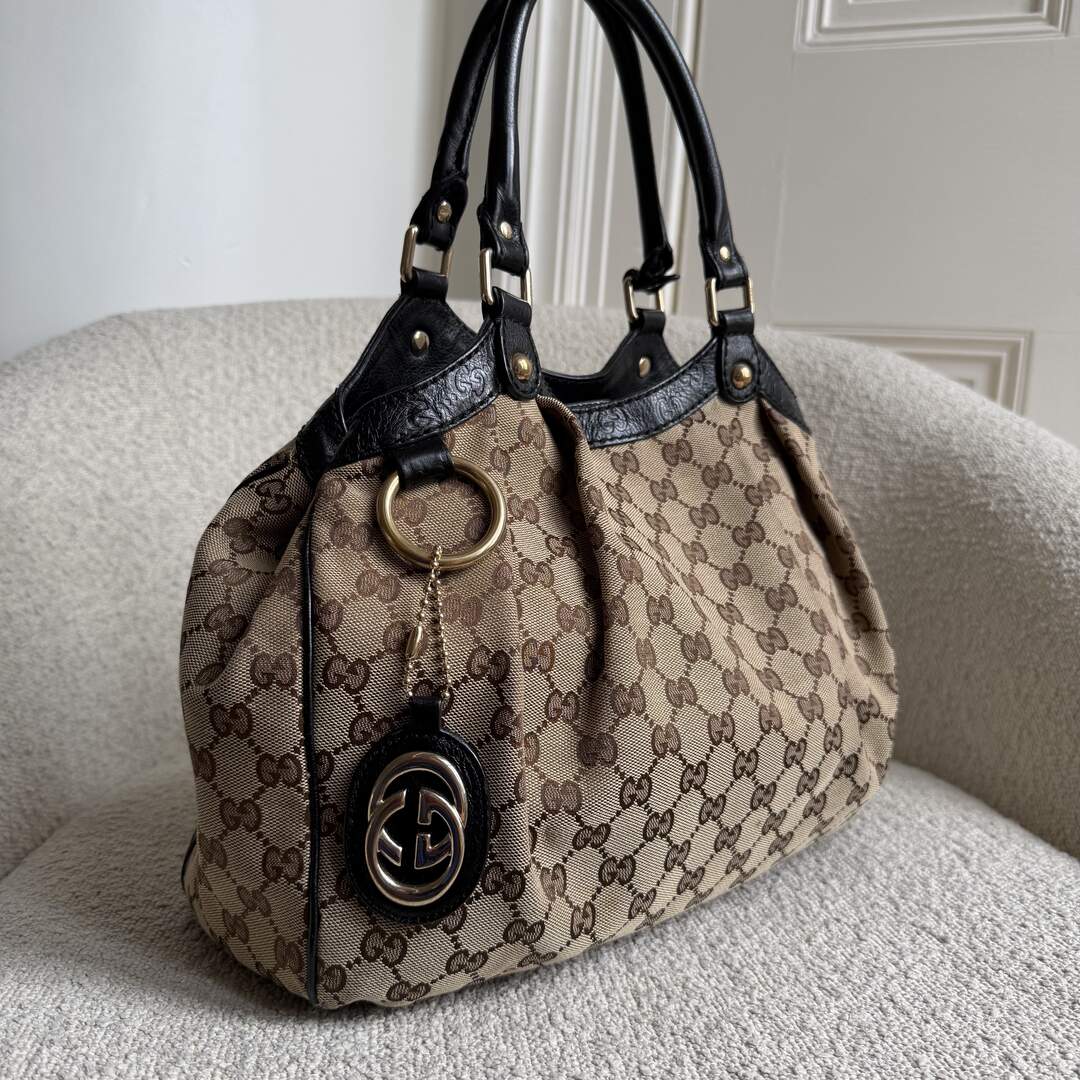 Gucci Monogram Sukey Black Tote Bag