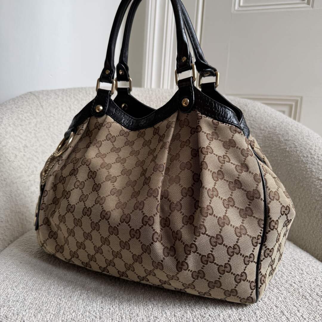 Gucci Monogram Sukey Black Tote Bag
