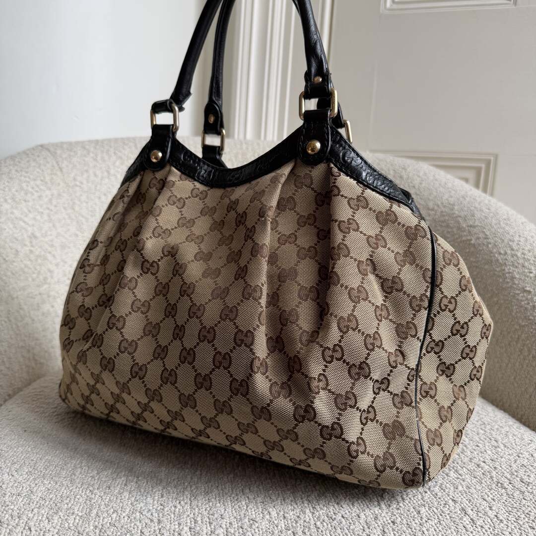 Gucci Monogram Sukey Black Tote Bag