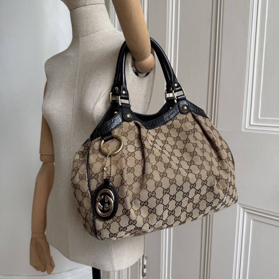 Gucci Monogram Sukey Black Tote Bag