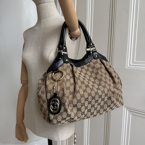 Gucci Monogram Sukey Black Tote Bag