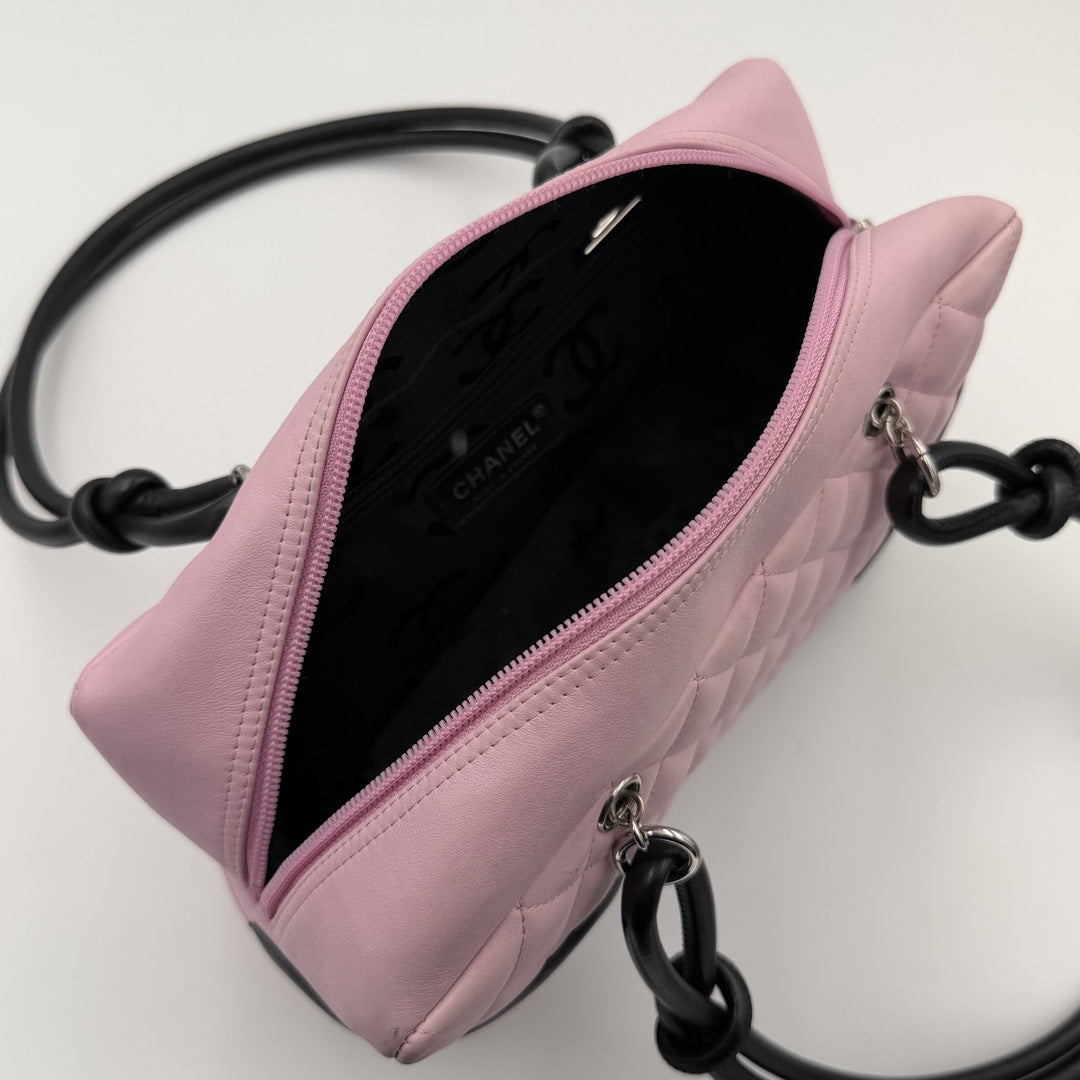 2005 Chanel Cambon Quilted Pink Bowling Shoulder Bag