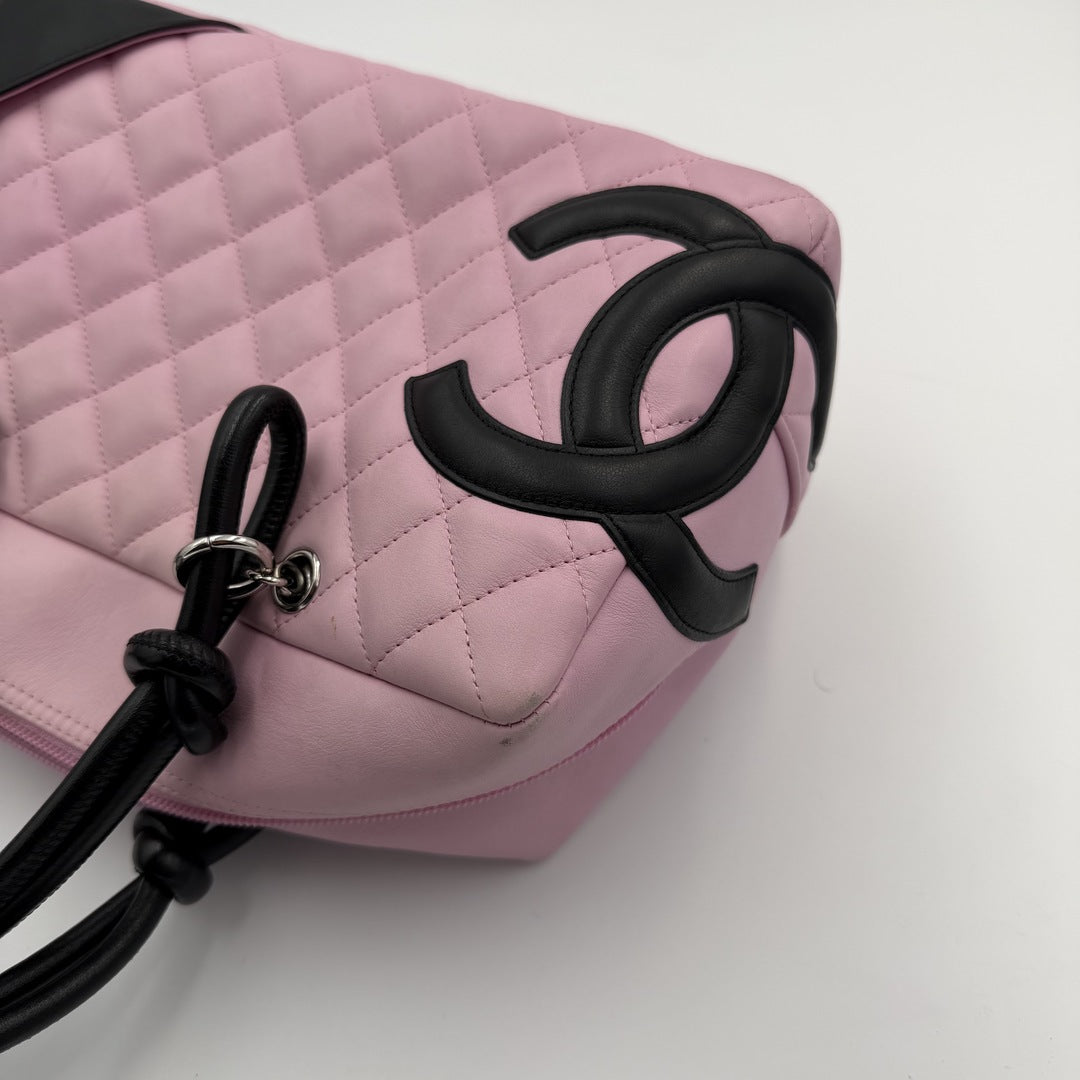 2005 Chanel Cambon Quilted Pink Bowling Shoulder Bag