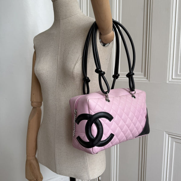 2005 Chanel Cambon Quilted Pink Bowling Shoulder Bag