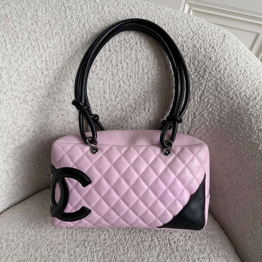 2005 Chanel Cambon Quilted Pink Bowling Shoulder Bag