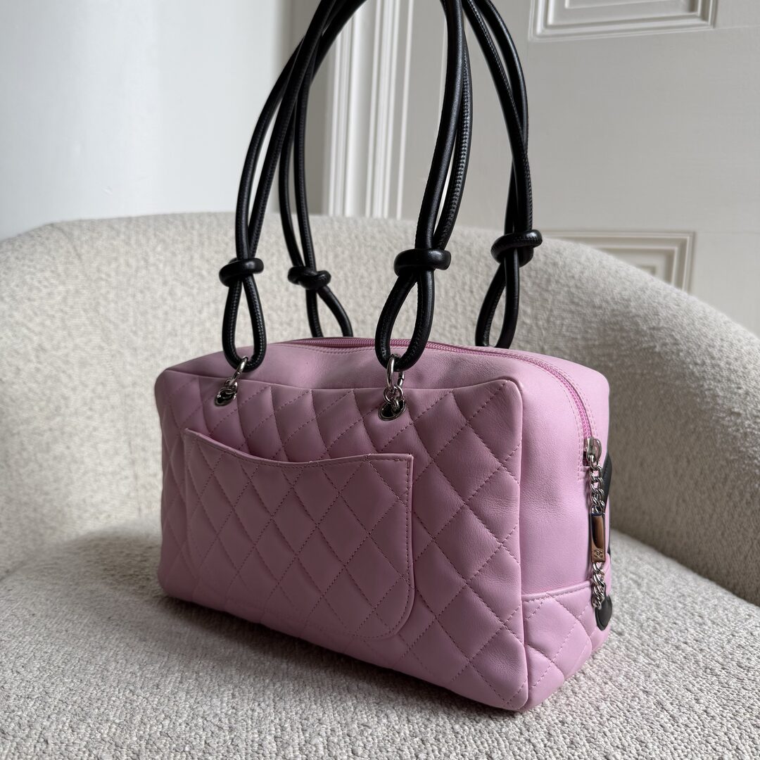 2005 Chanel Cambon Quilted Pink Bowling Shoulder Bag