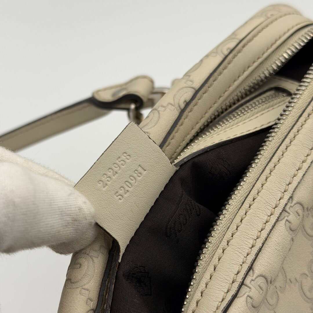 Gucci Guccissima Princy Cream Leather Shoulder Bag