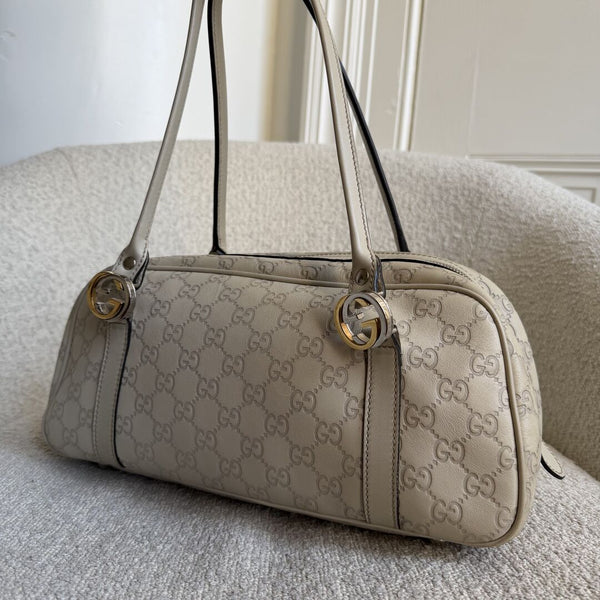 Gucci Guccissima Princy Cream Leather Shoulder Bag