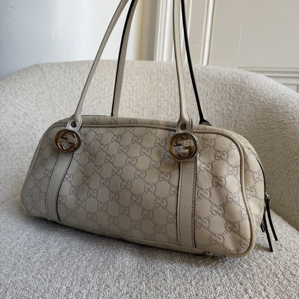 Gucci Guccissima Princy Cream Leather Shoulder Bag