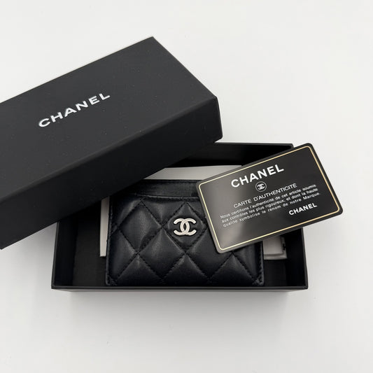 2019 Chanel CC Black Leather Card Case Wallet