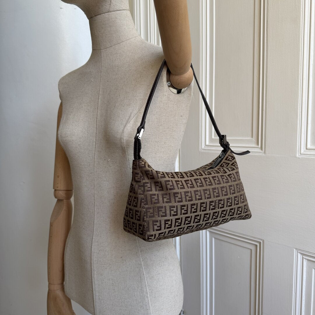 Fendi Zucchino Brown Shoulder Bag