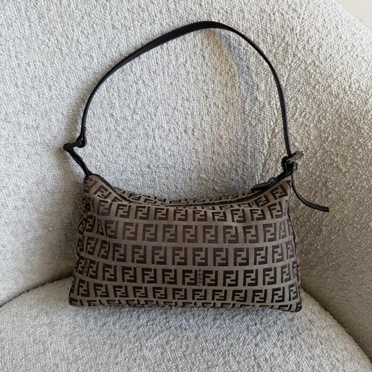 Fendi Zucchino Brown Shoulder Bag