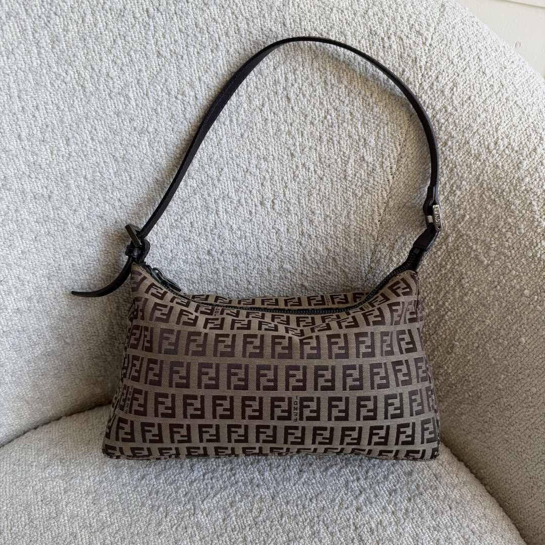 Fendi Zucchino Brown Shoulder Bag