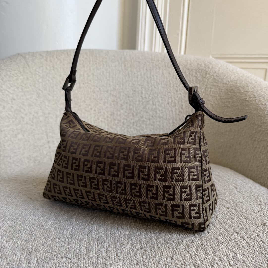 Fendi Zucchino Brown Shoulder Bag