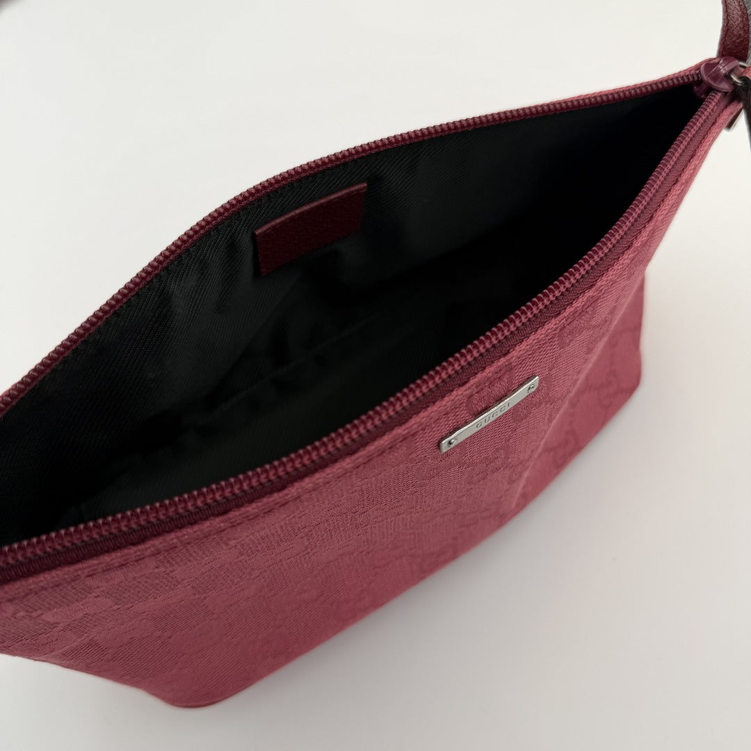 Gucci GG Monogram Pink Boat Pochette Handbag