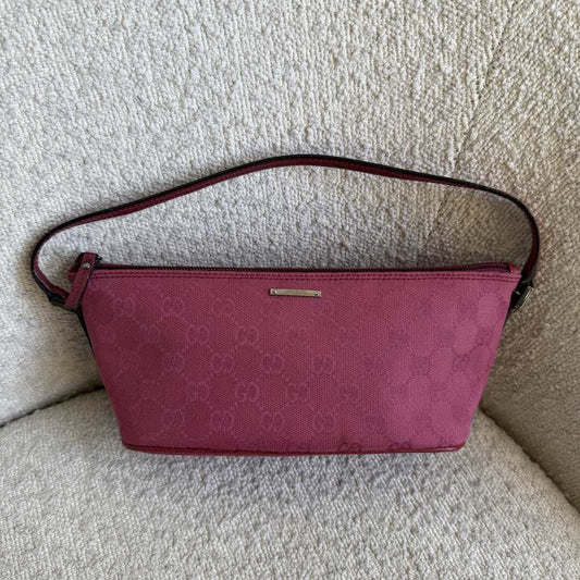 Gucci GG Monogram Pink Boat Pochette Handbag