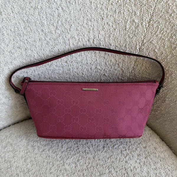Gucci GG Monogram Pink Boat Pochette Handbag