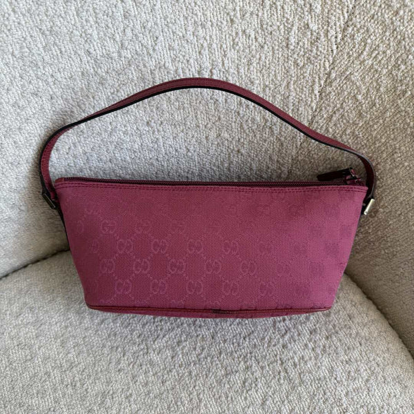 Gucci GG Monogram Pink Boat Pochette Handbag
