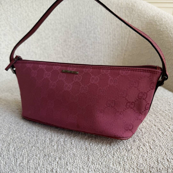 Gucci GG Monogram Pink Boat Pochette Handbag