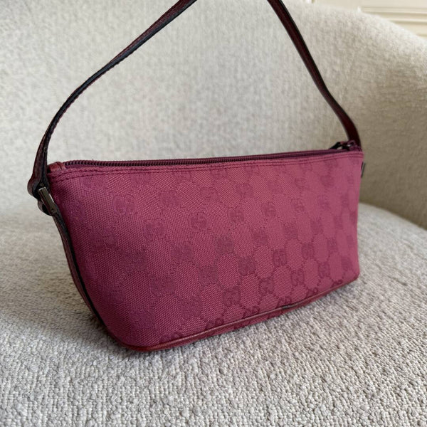 Gucci GG Monogram Pink Boat Pochette Handbag