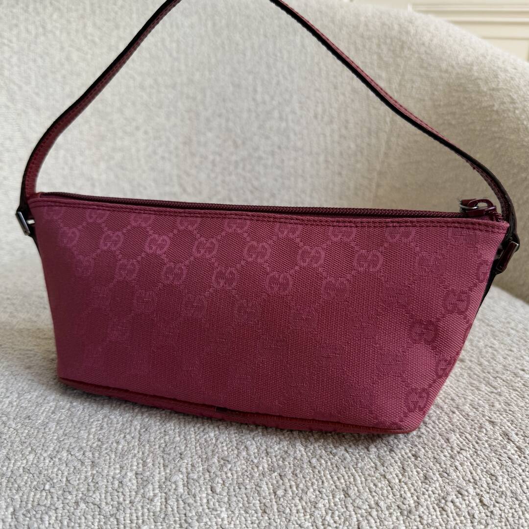 Gucci GG Monogram Pink Boat Pochette Handbag