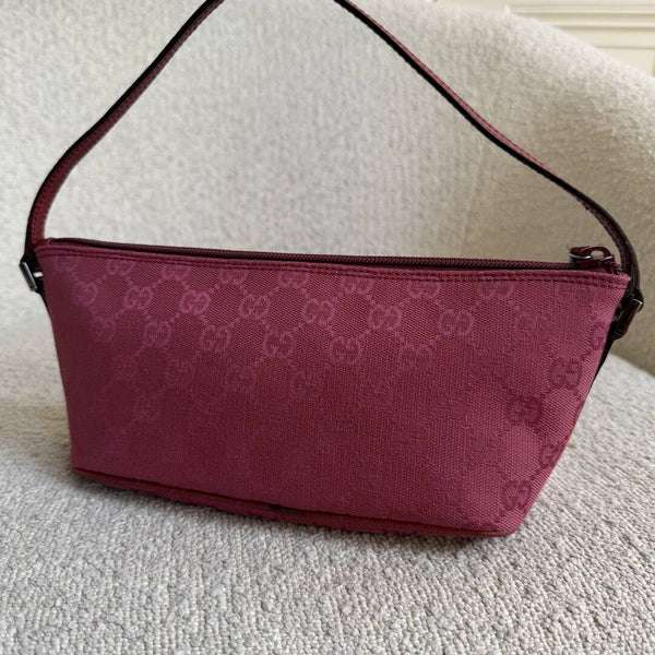 Gucci GG Monogram Pink Boat Pochette Handbag