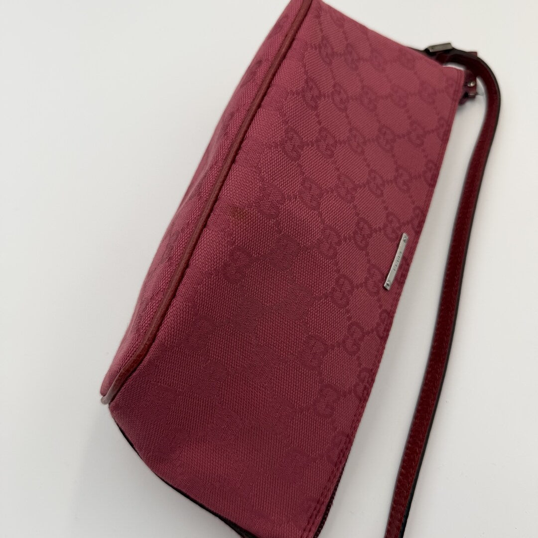 Gucci GG Monogram Pink Boat Pochette Handbag
