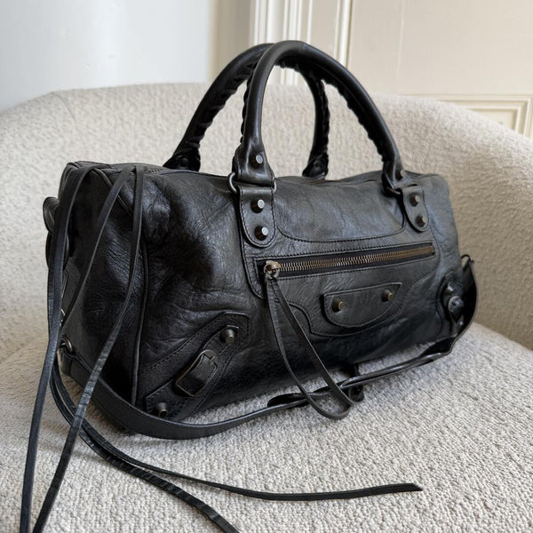2003 Balenciaga The Twiggy Leather Black Bag