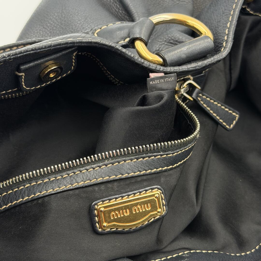 Miu Miu Vitello Leather Black Shoulder Bag