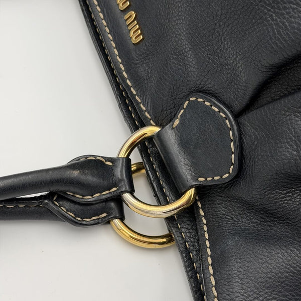 Miu Miu Vitello Leather Black Shoulder Bag