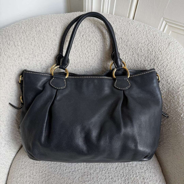 Miu Miu Vitello Leather Black Shoulder Bag