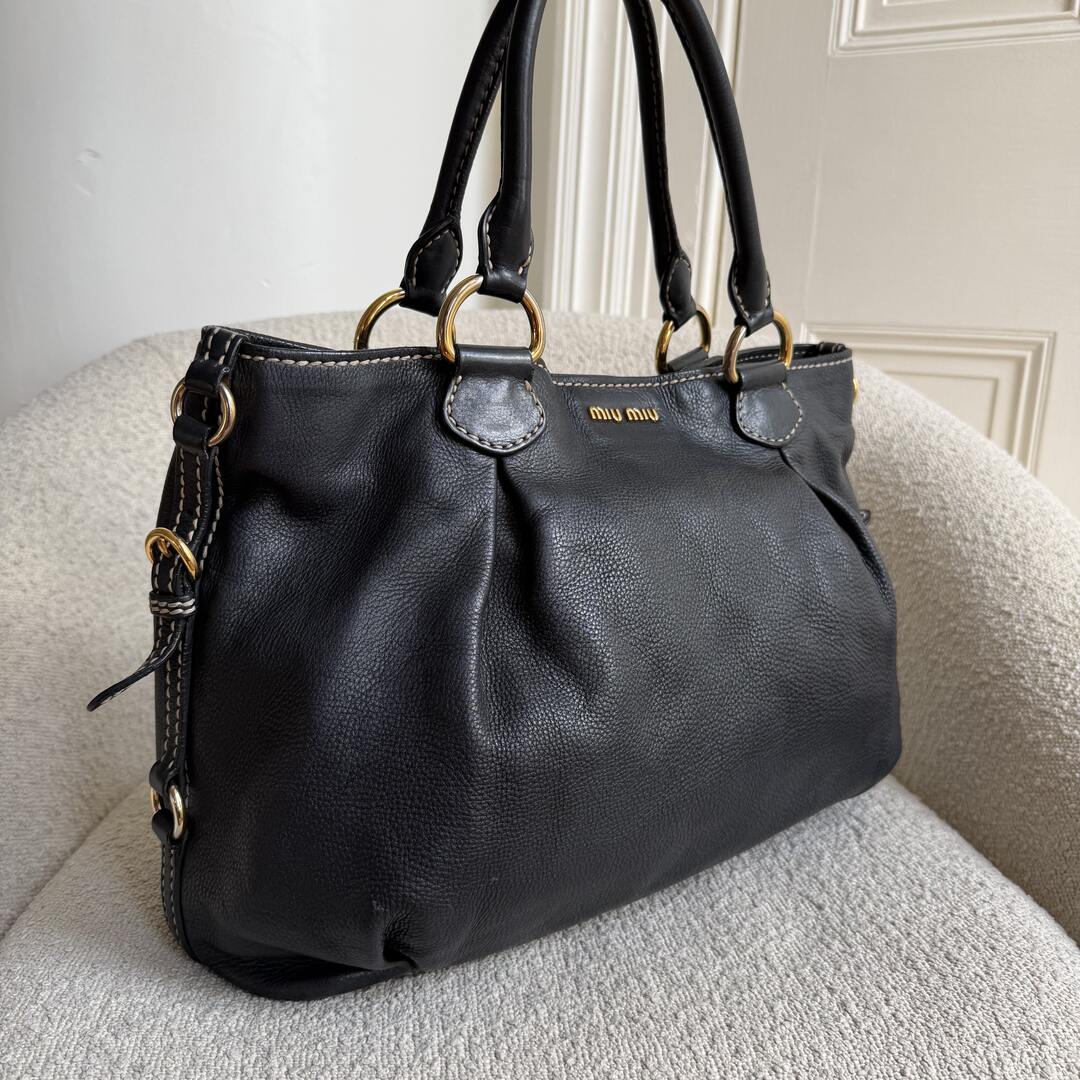 Miu Miu Vitello Leather Black Shoulder Bag