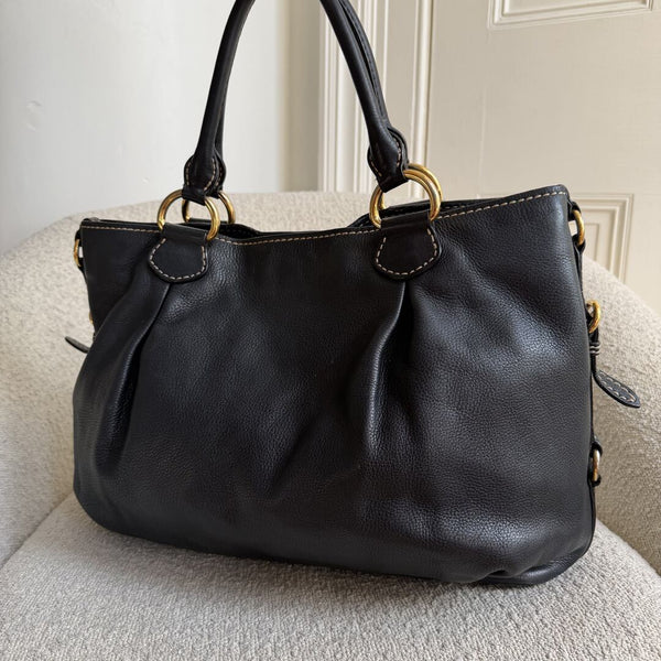 Miu Miu Vitello Leather Black Shoulder Bag