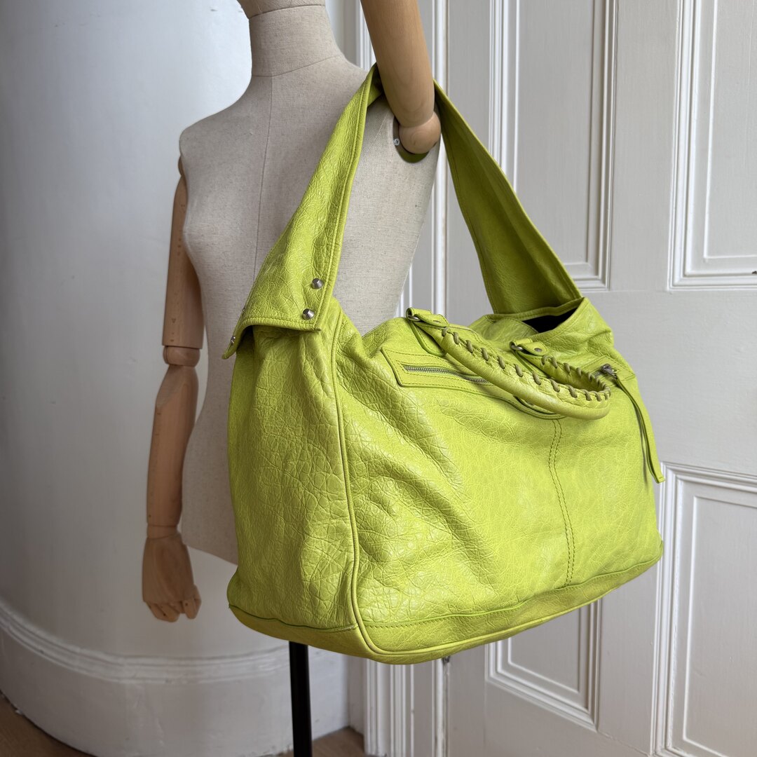 2009 Balenciaga Motocross Classic Bridge Lime Green Leather Bag