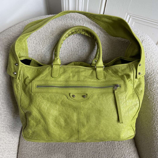 2009 Balenciaga Motocross Classic Bridge Lime Green Leather Bag