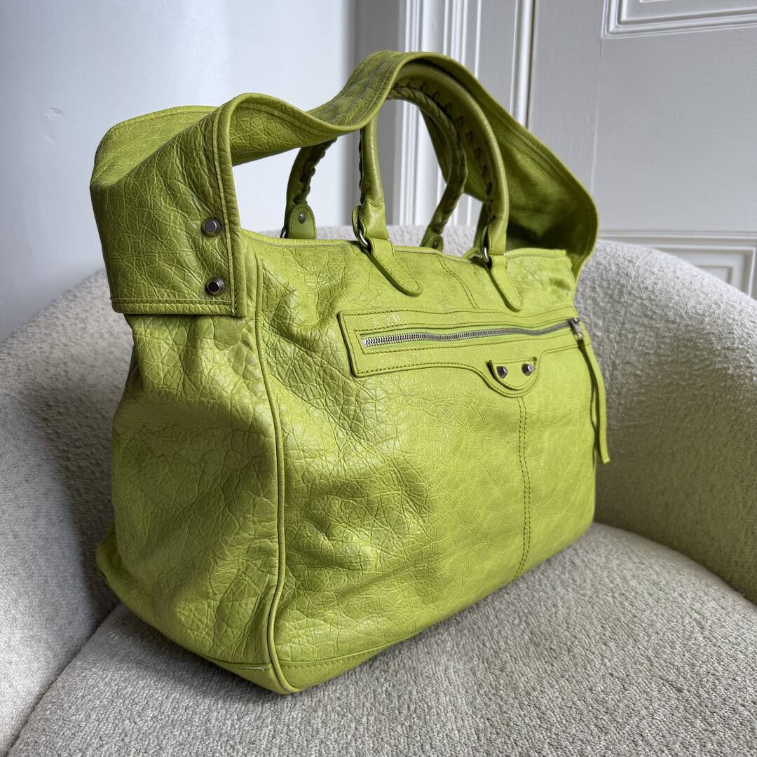 2009 Balenciaga Motocross Classic Bridge Lime Green Leather Bag