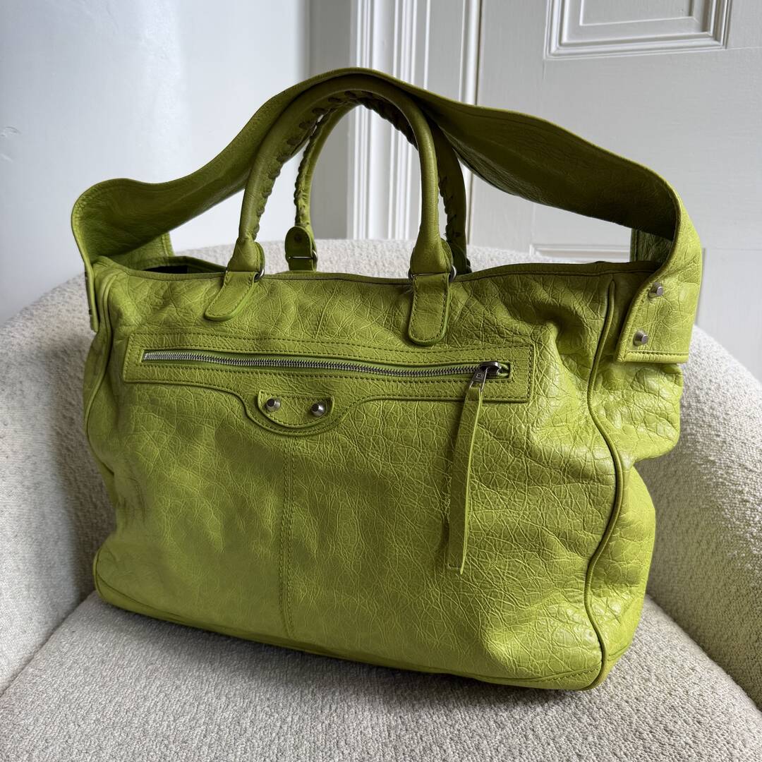 2009 Balenciaga Motocross Classic Bridge Lime Green Leather Bag