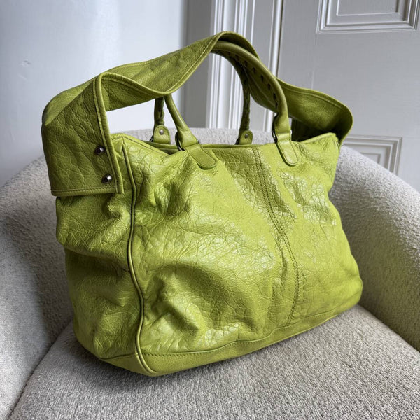 2009 Balenciaga Motocross Classic Bridge Lime Green Leather Bag