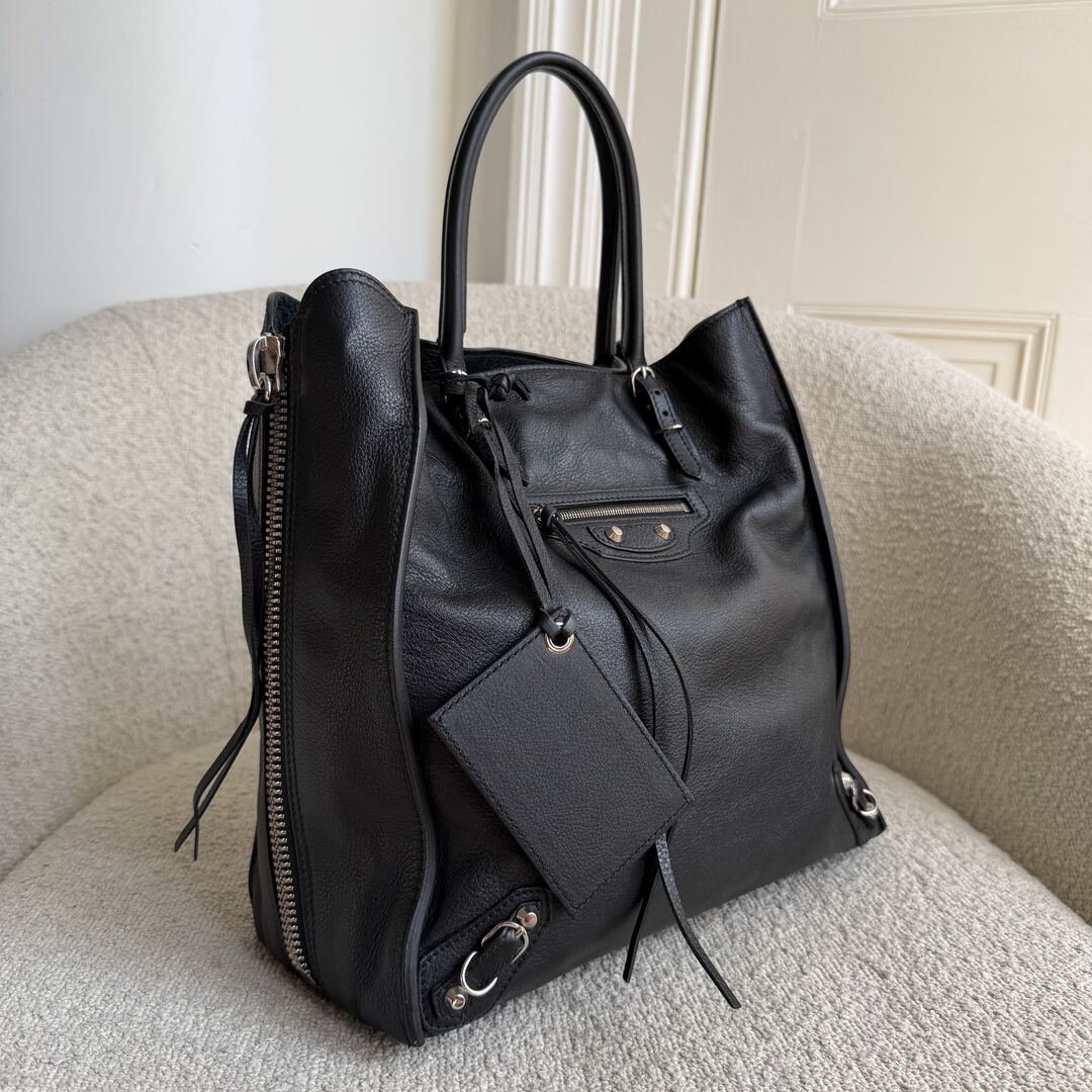 2015 Balenciaga Papier A5 Black Leather Tote Bag