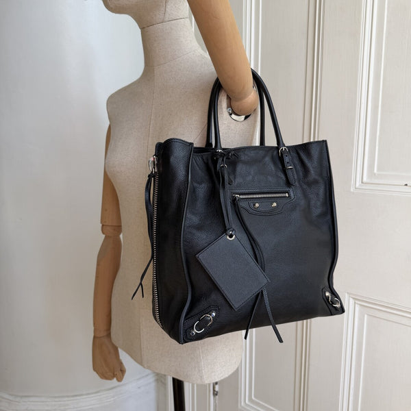 2015 Balenciaga Papier A5 Black Leather Tote Bag