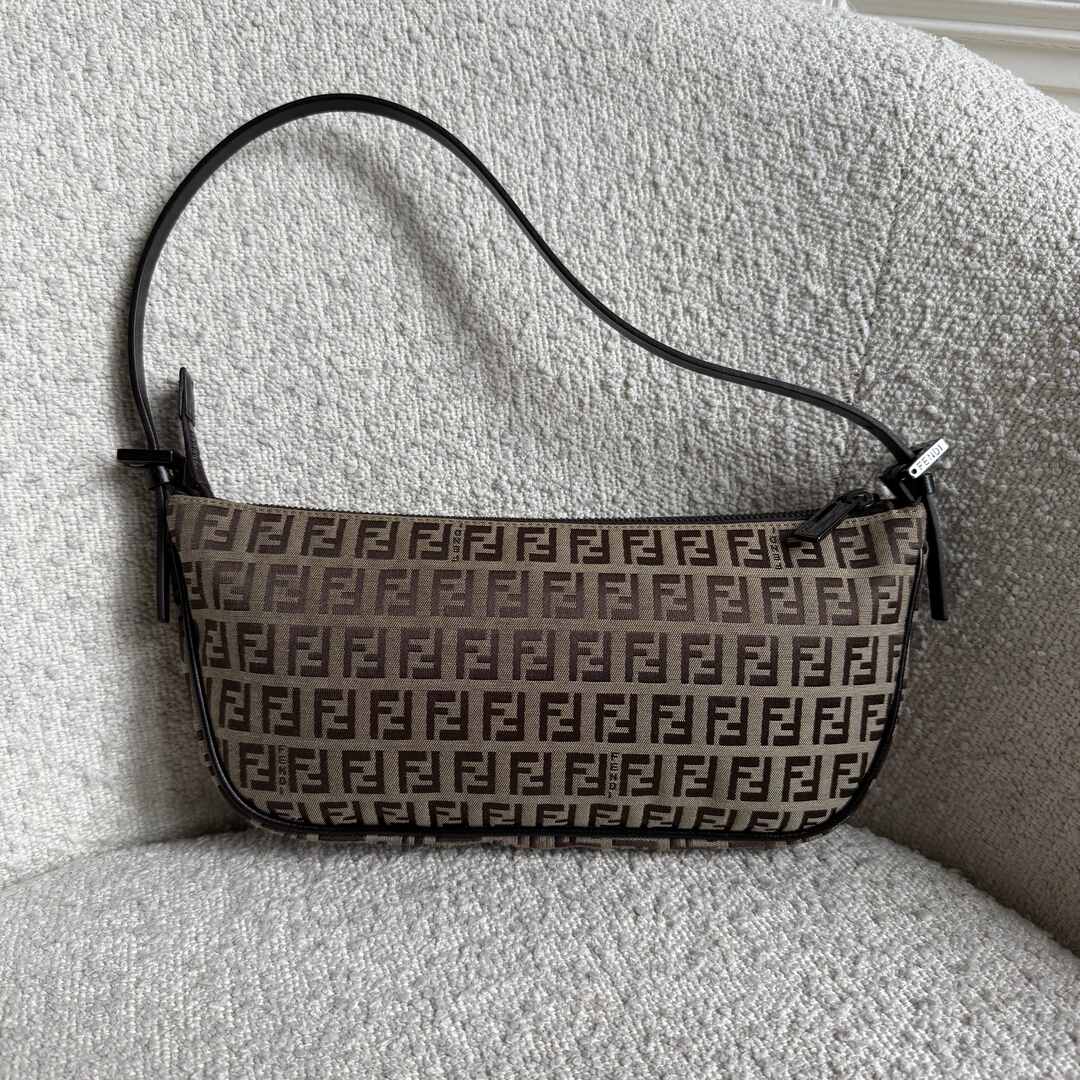 Fendi Zucchino Brown Pochette Shoulder Bag