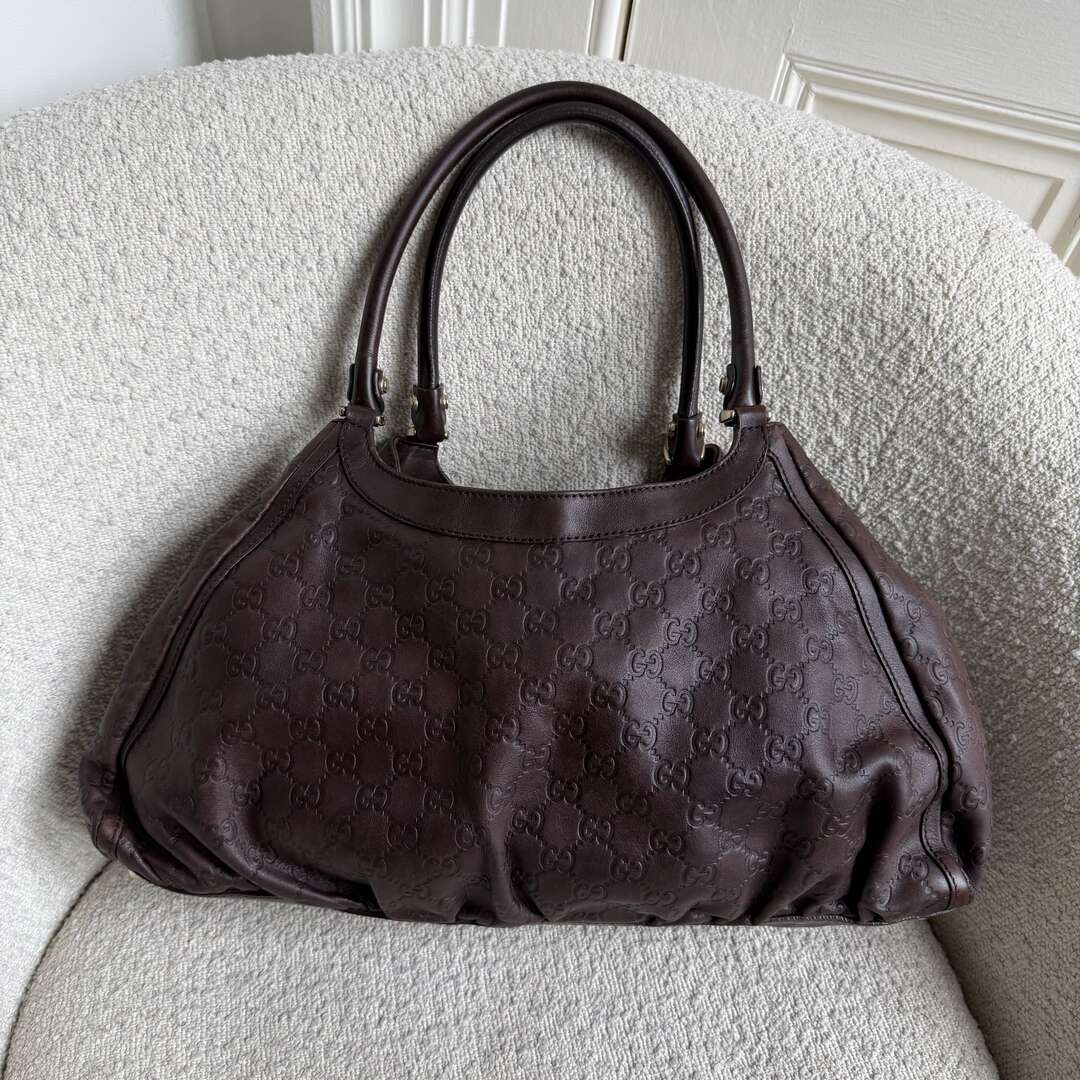 Gucci Guccissima Abbey Brown Leather Tote Bag