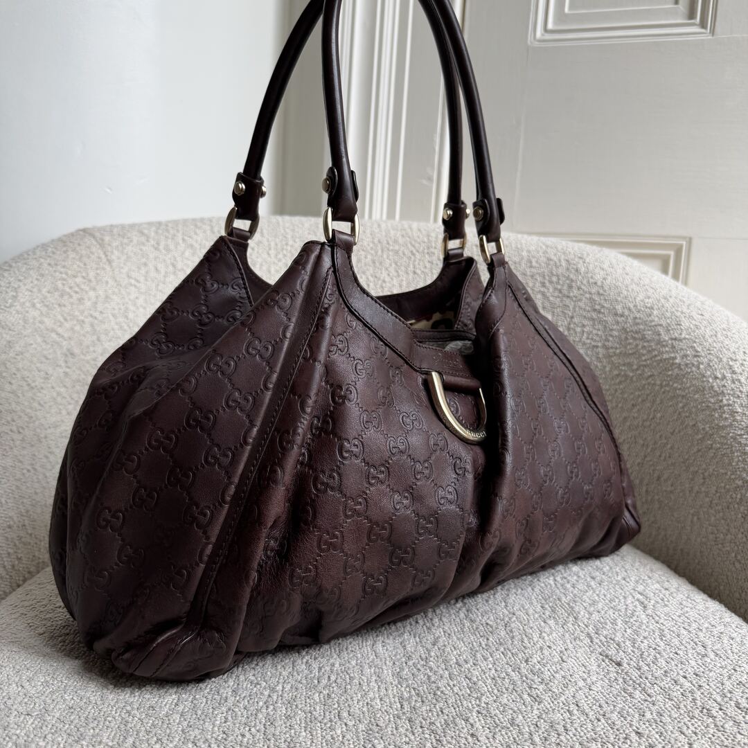 Gucci Guccissima Abbey Brown Leather Tote Bag