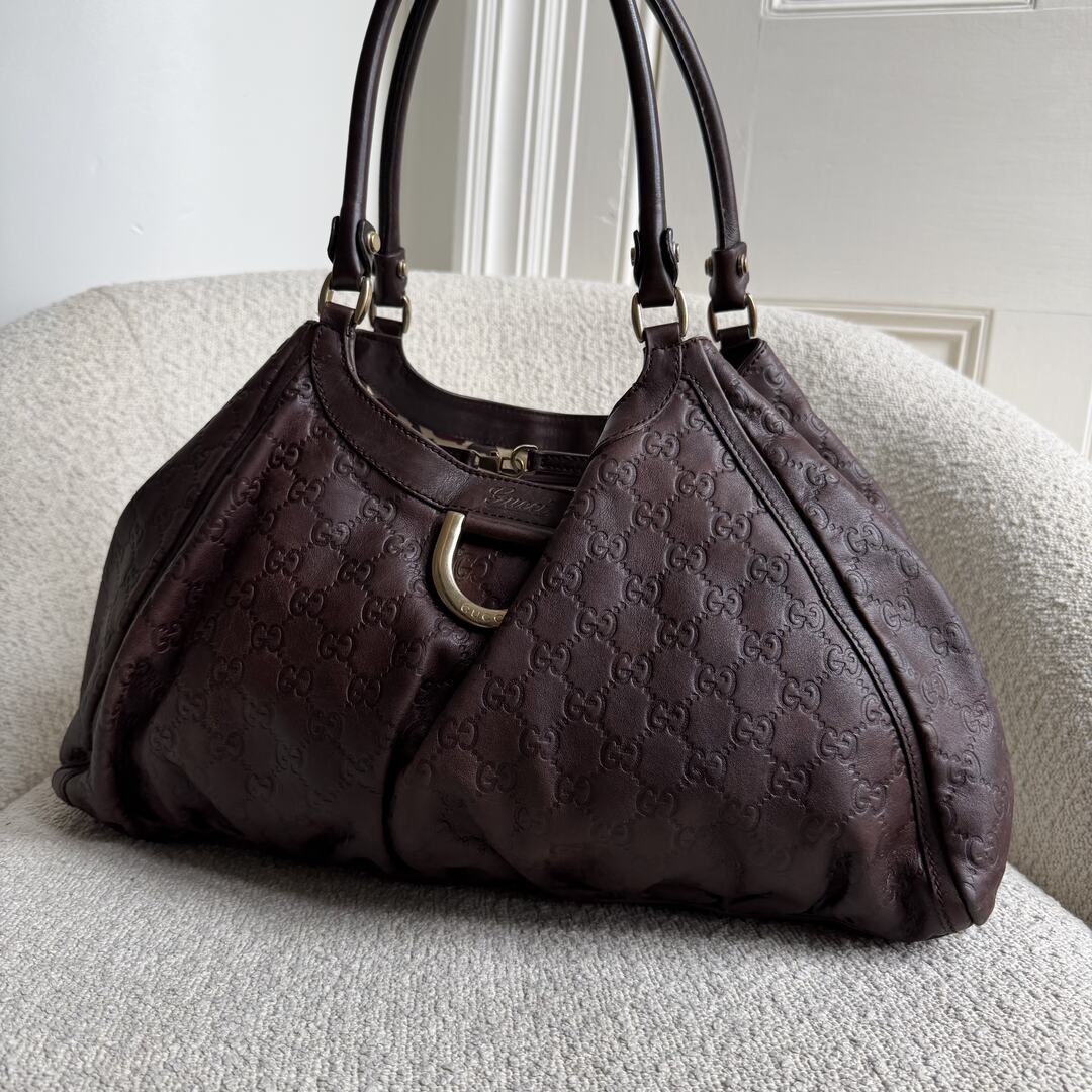 Gucci Guccissima Abbey Brown Leather Tote Bag
